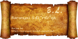 Baronyai Lóránt névjegykártya